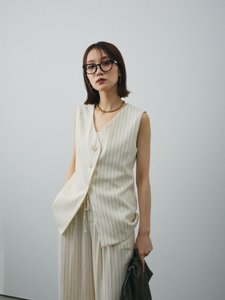 [SET]ストライプベスト＆ワイドパンツSET UP+ストライプベスト＆ワイドパンツSET UP(2set)