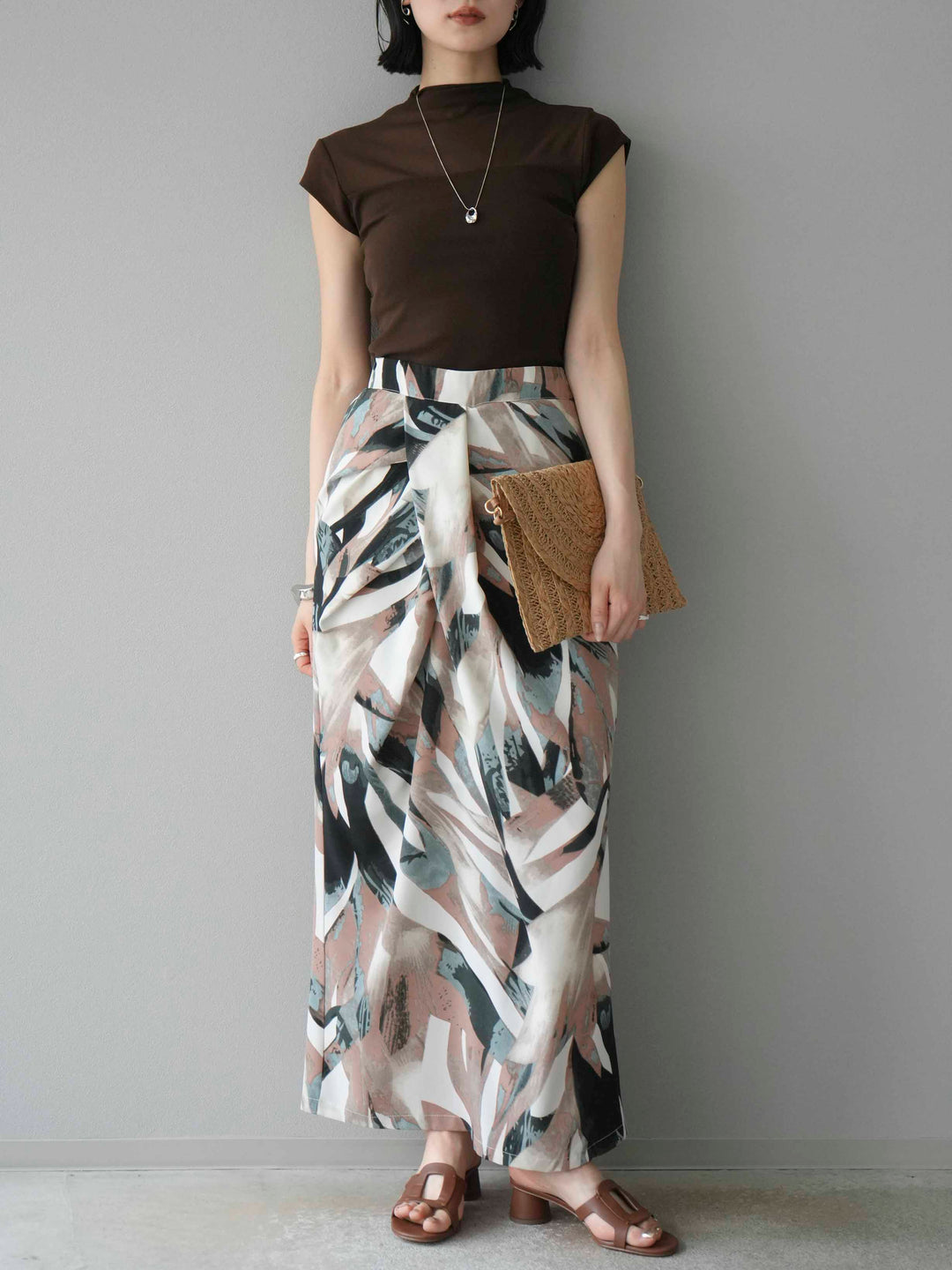 [予約]シアー切替ストレッチトップス/ブラック