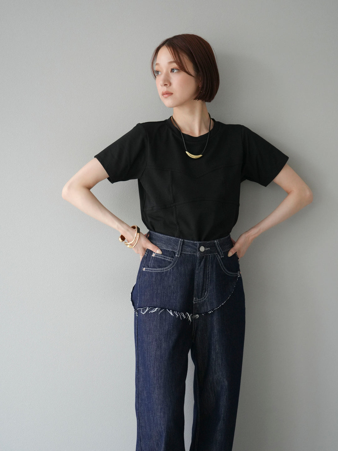 [SET]ビスチェデザインTシャツ+選べるアクセセット(2set)