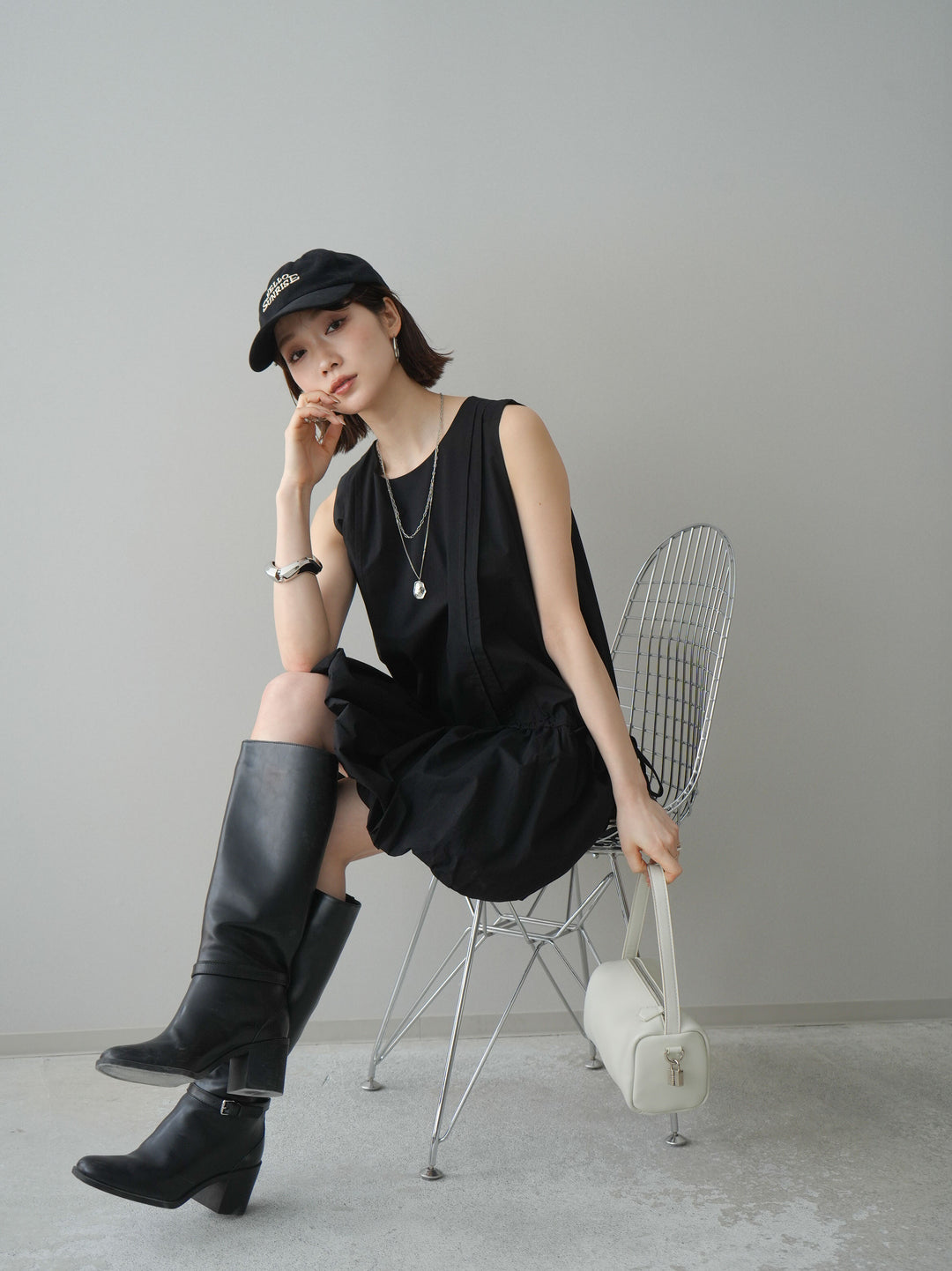 [SET]ノースリバルーンミニワンピース+選べるアクセセット(2set)