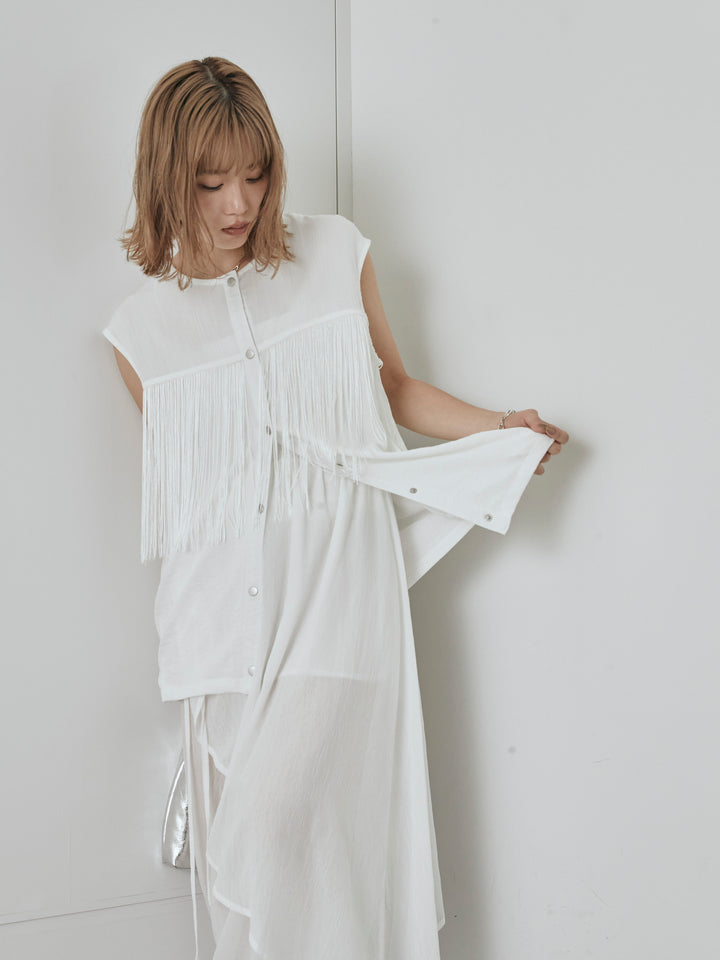 [予約]フリンジノースリブラウス/オフ