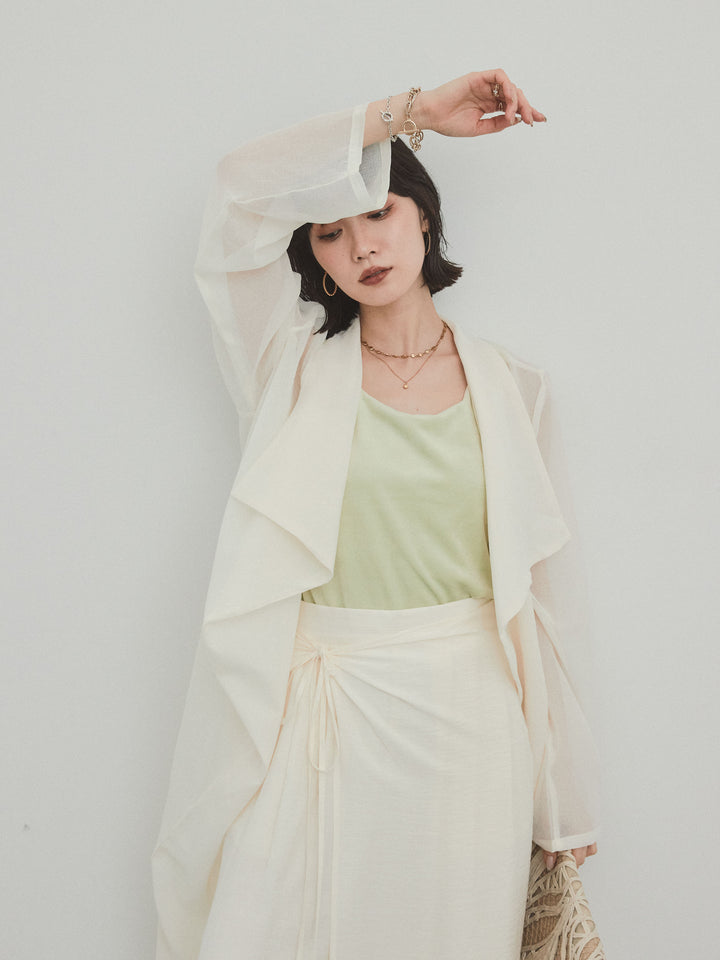 [SET] 方形天鵝絨背心 + 透視長版夾克（2 套）