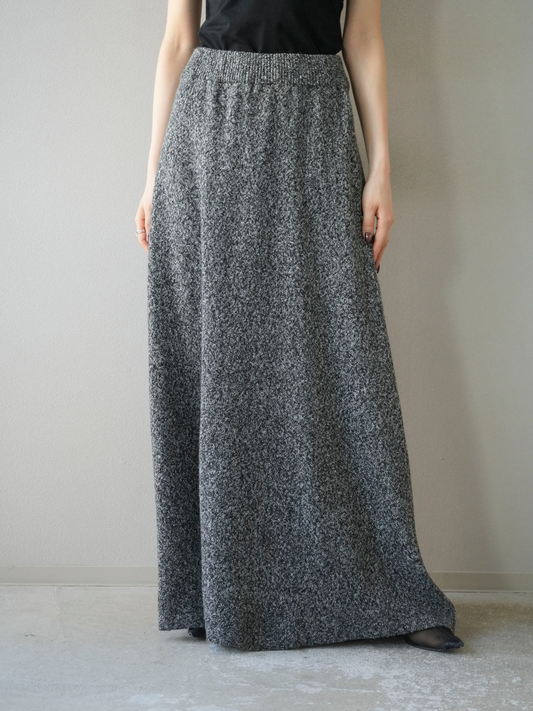 [予約]ミックスヤーンニットスカート/ブラック