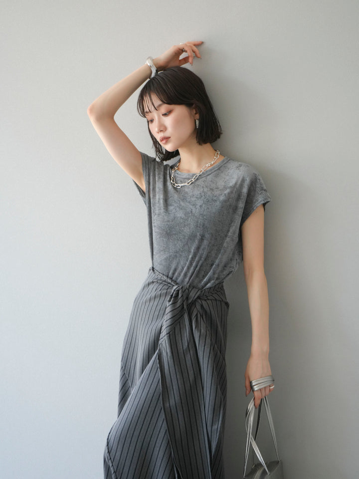 [SET]シアーベロアプルオーバー+サイド巻きツイルスカート(2set)