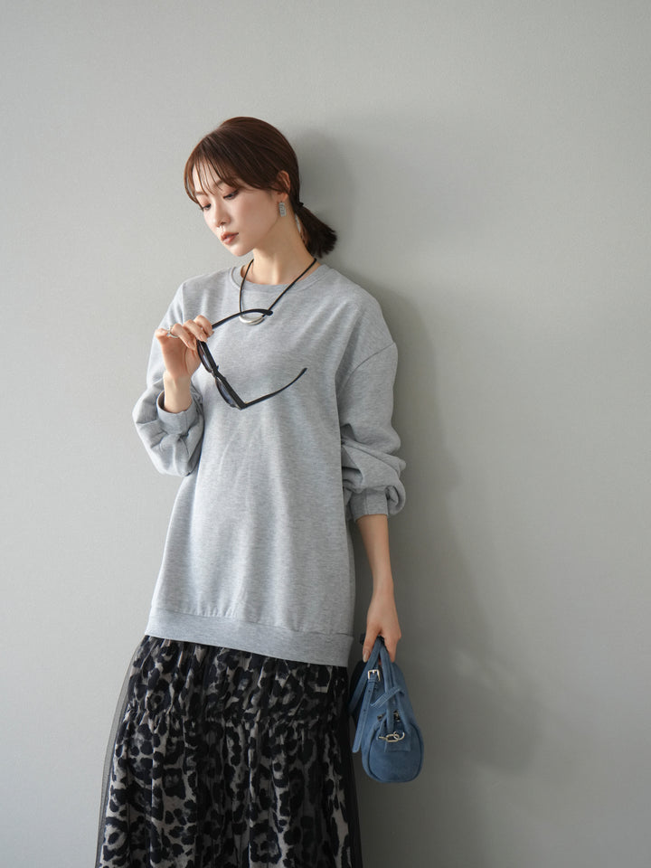 [予約]スウェットドッキングアニマル柄レイヤードワンピース/グレー