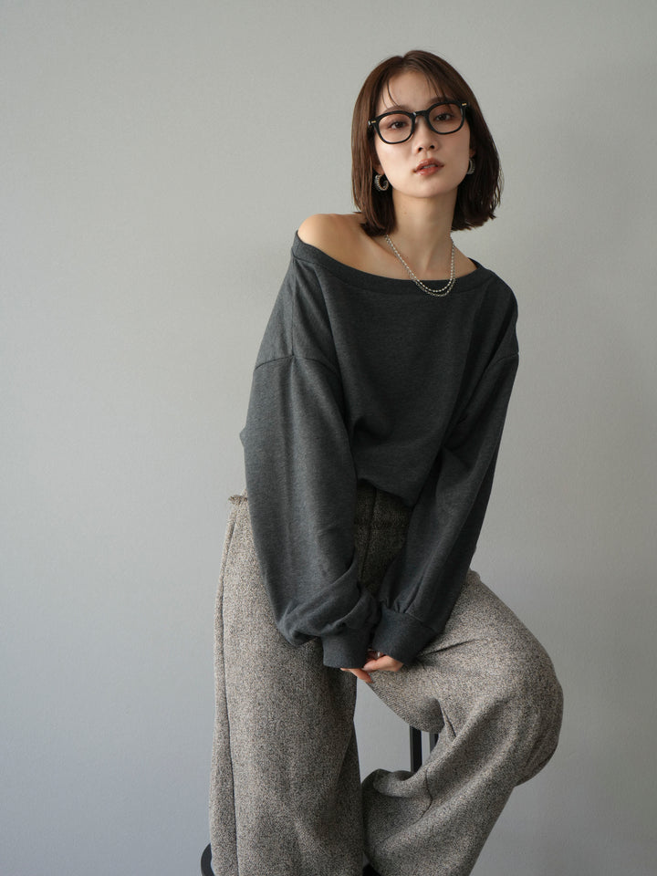 [予約]オフショルスウェットプルオーバー/チャコール
