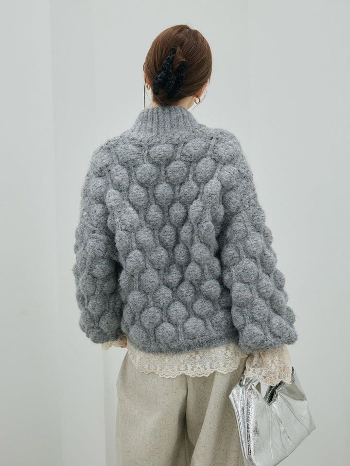 【Allure】[SET]ポップコーンハイネックニットプルオーバー+ハイネックレーストップス+モックスカルゼサイドタックコクーンパンツ(3set)