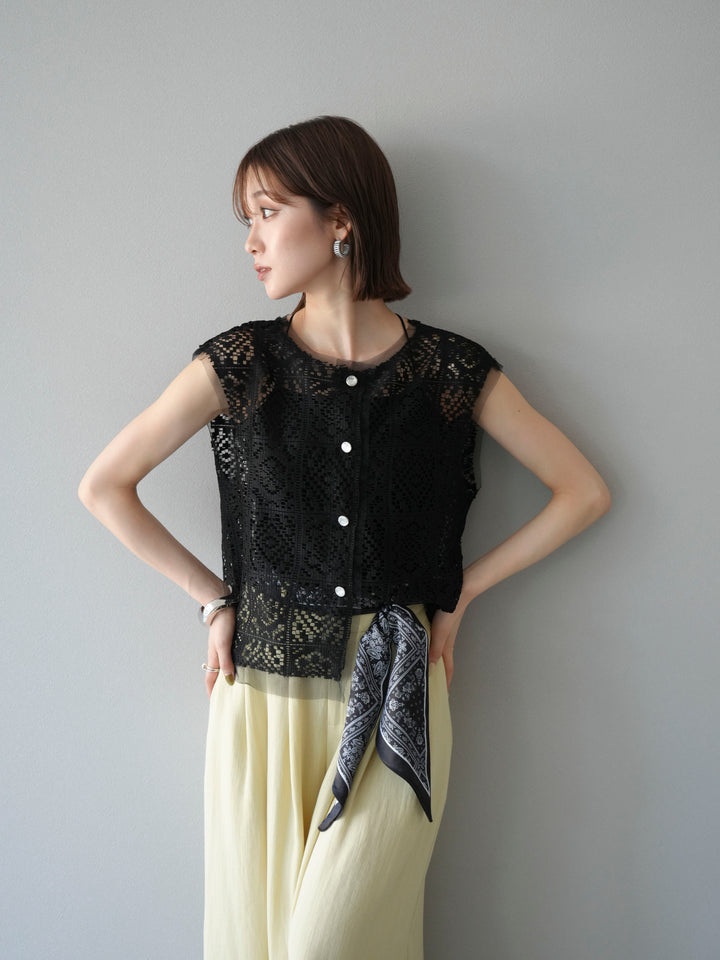 [予約]ブロックレースベスト/ブラック