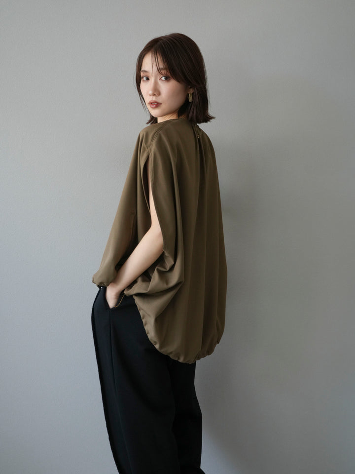 [予約]スリーブレスドロストZIPブルゾン/ブラウン