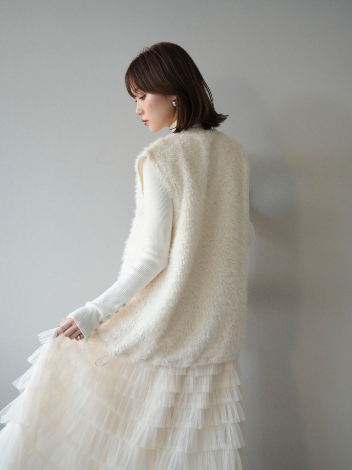 [予約]ダブルZIPループシャギーベスト/アイボリー