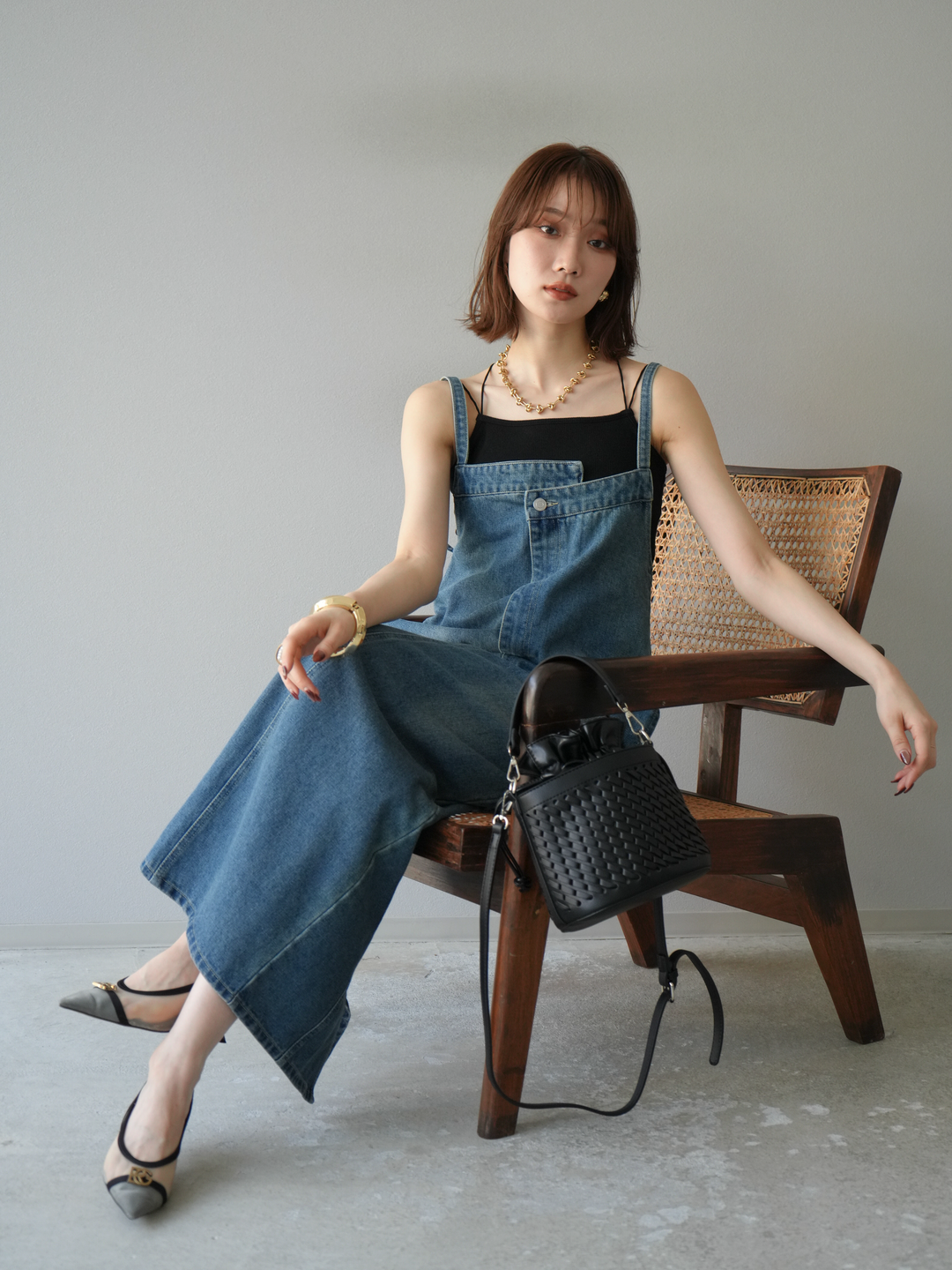 す】RANDY アシンメトリー バックル デニム ワンピース S す】RANDY アシンメトリー バックル デニム ワンピース S