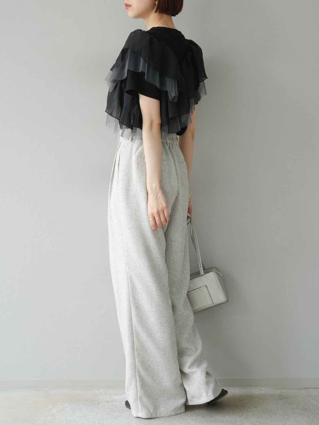 [予約]ミックスツイードタックパンツ/アイボリー