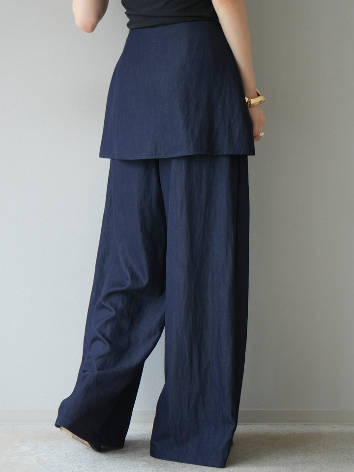 [予約]レイヤードテンセルデニムパンツ/ネイビー