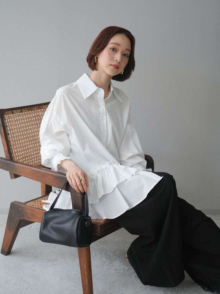 [予約]ラッフルデザインティアードブラウス/white