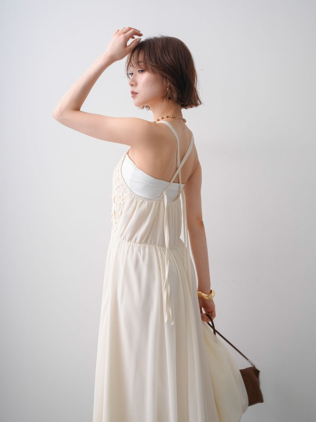 [予約]クロシェシフォンキャミワンピース/ivory