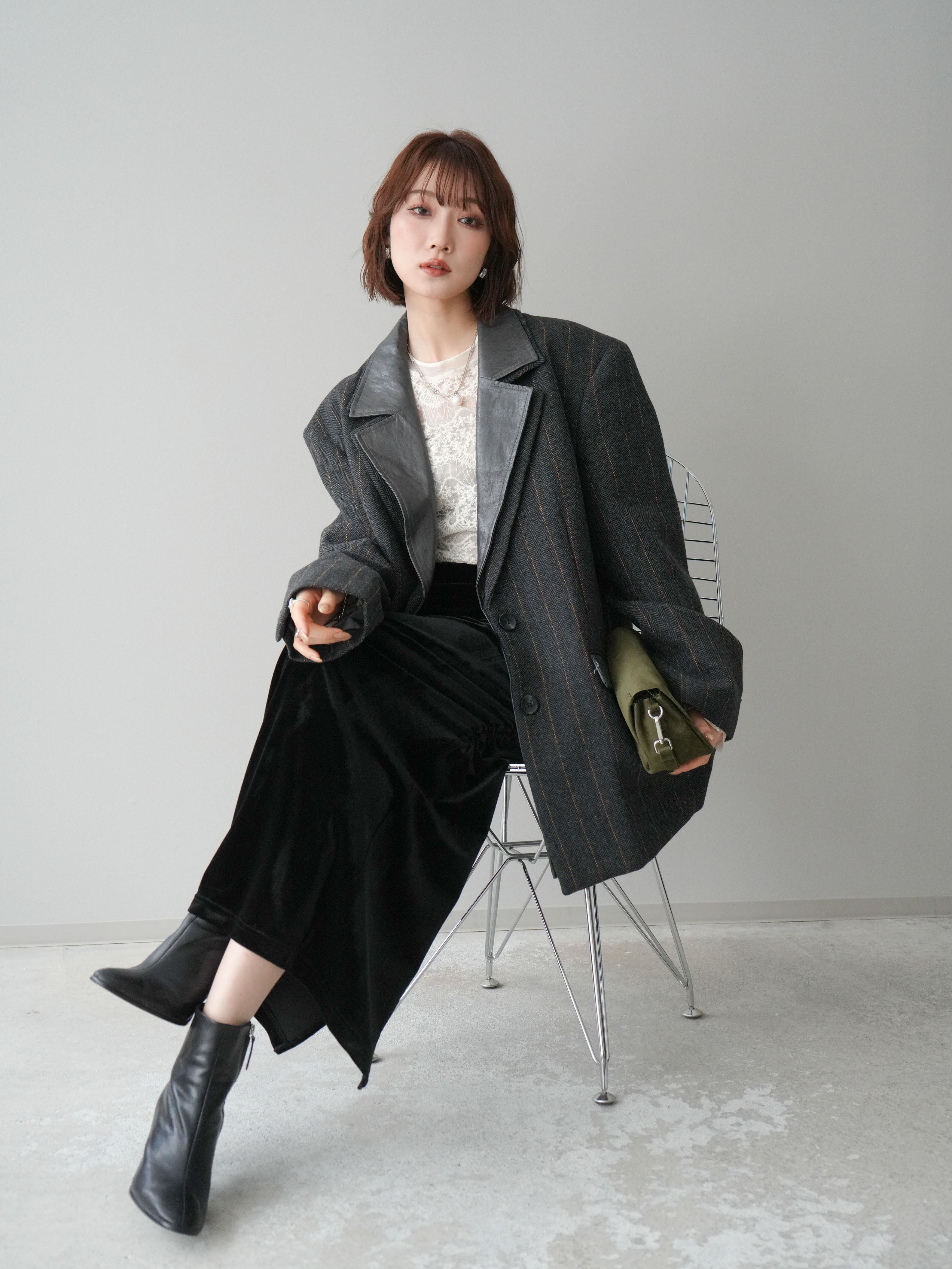 DSQUARED2 グレー ツイード テーラードジャケットレイヤードデザイン SET]レイヤードデザインツイードテーラードジャケット+レイヤード