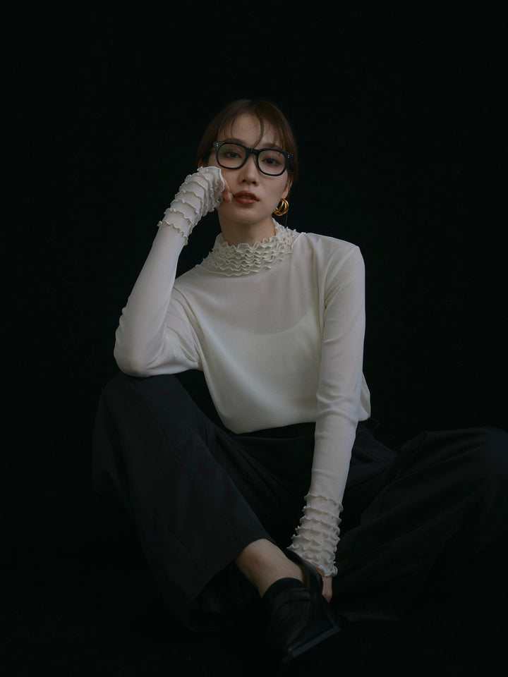 [予約]シアーフリルメロートップス/アイボリー