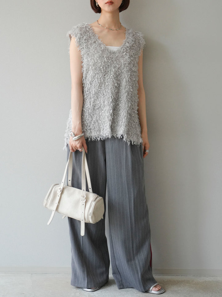 [予約]フェザーVネックベスト/グレー