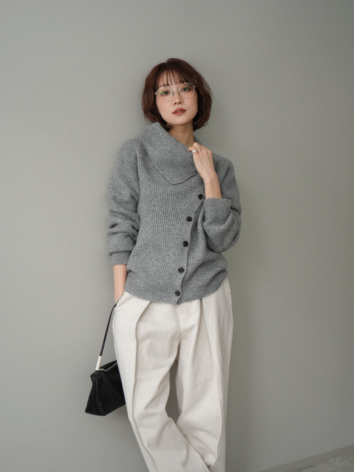 [SET]ハイネックデザインボタンニットカーディガン+ハイネックデザインボタンニットカーディガン(2set)