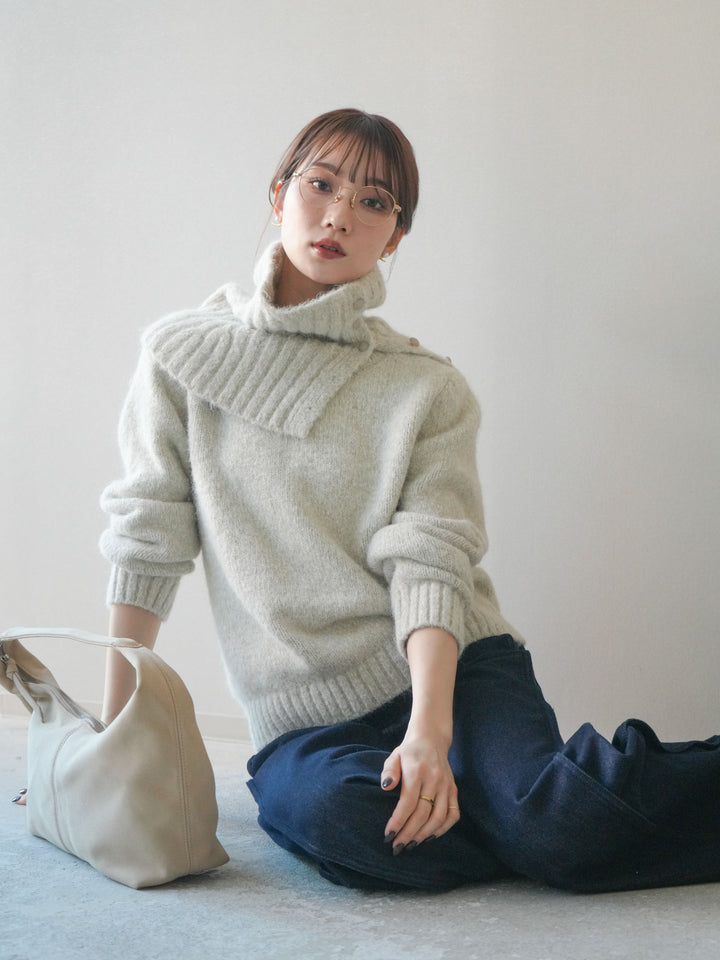 [予約]ネック付MIXニットアンサンブル/apricot