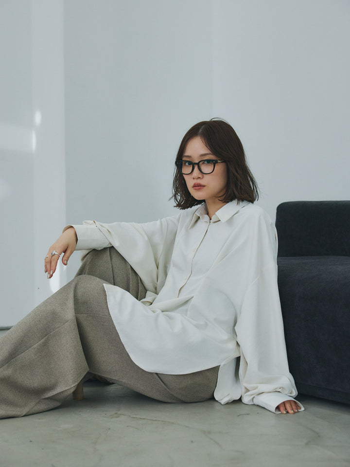 【Allure】[SET]合繊ウエストタックシャツ+杢調ライトストレートパンツ(2set)