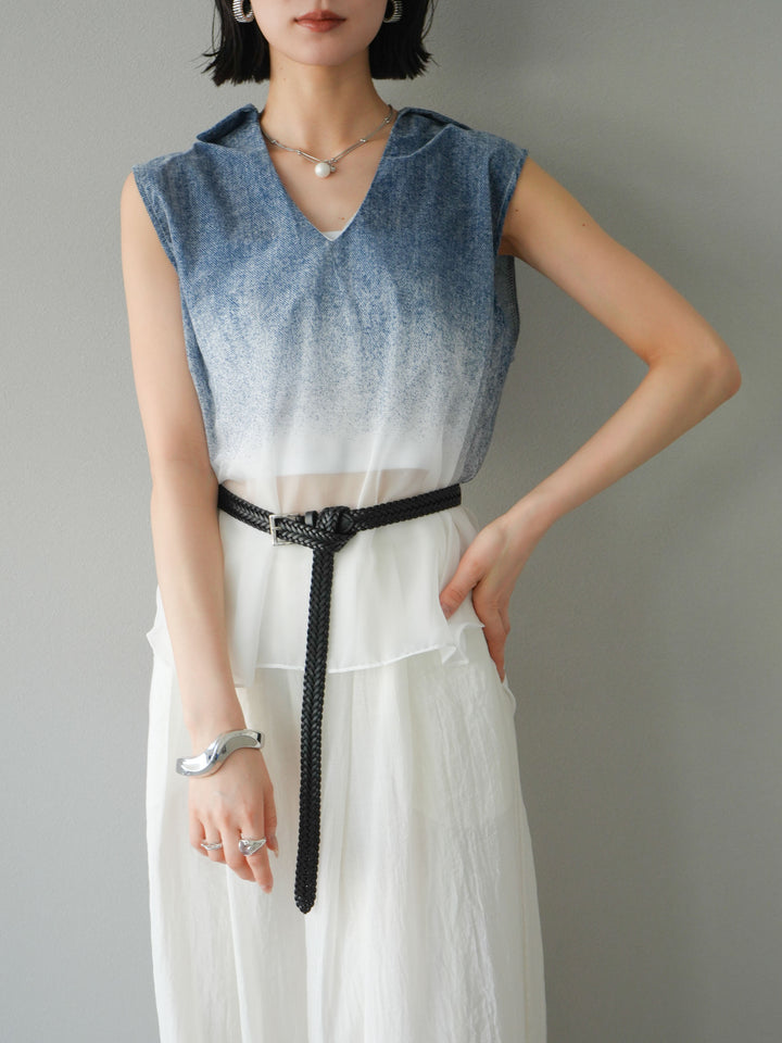 【預購】染色漸層船長襯衫/藍色