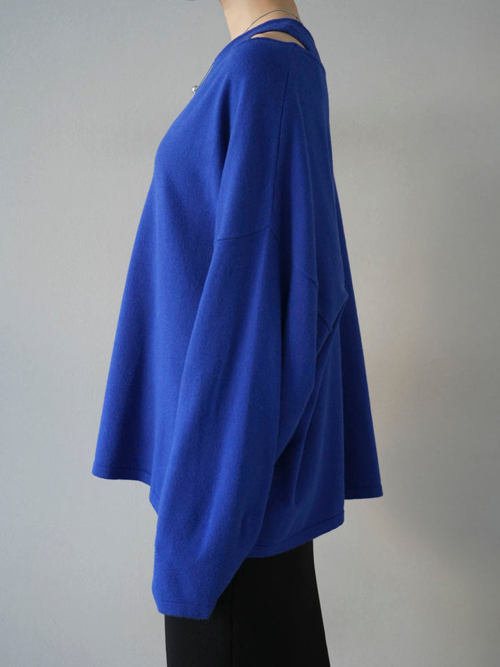 【預訂】人造絲針織套裝/藍色