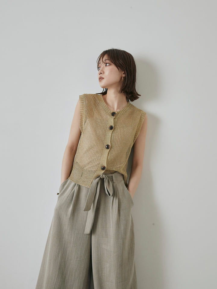 [預購] 細繩針織背心/金色