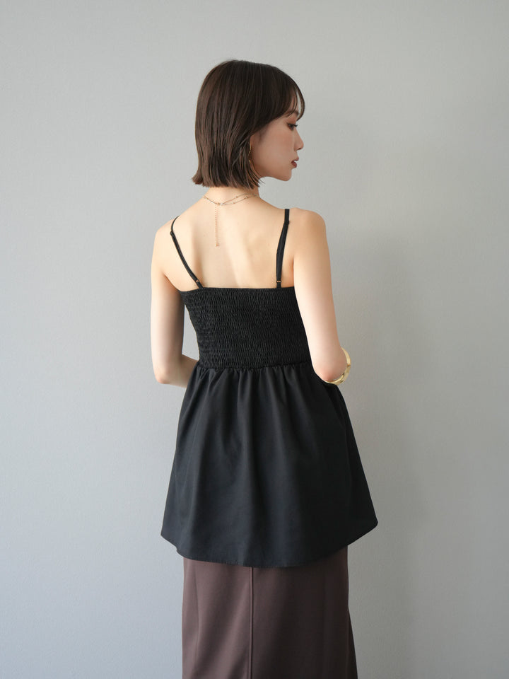 [予約]シャーリングフレアキャミプルオーバー/ブラック