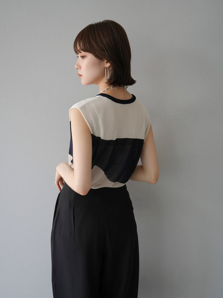 [Pre-order] Bicolor sheer knit sleeveless / ivory