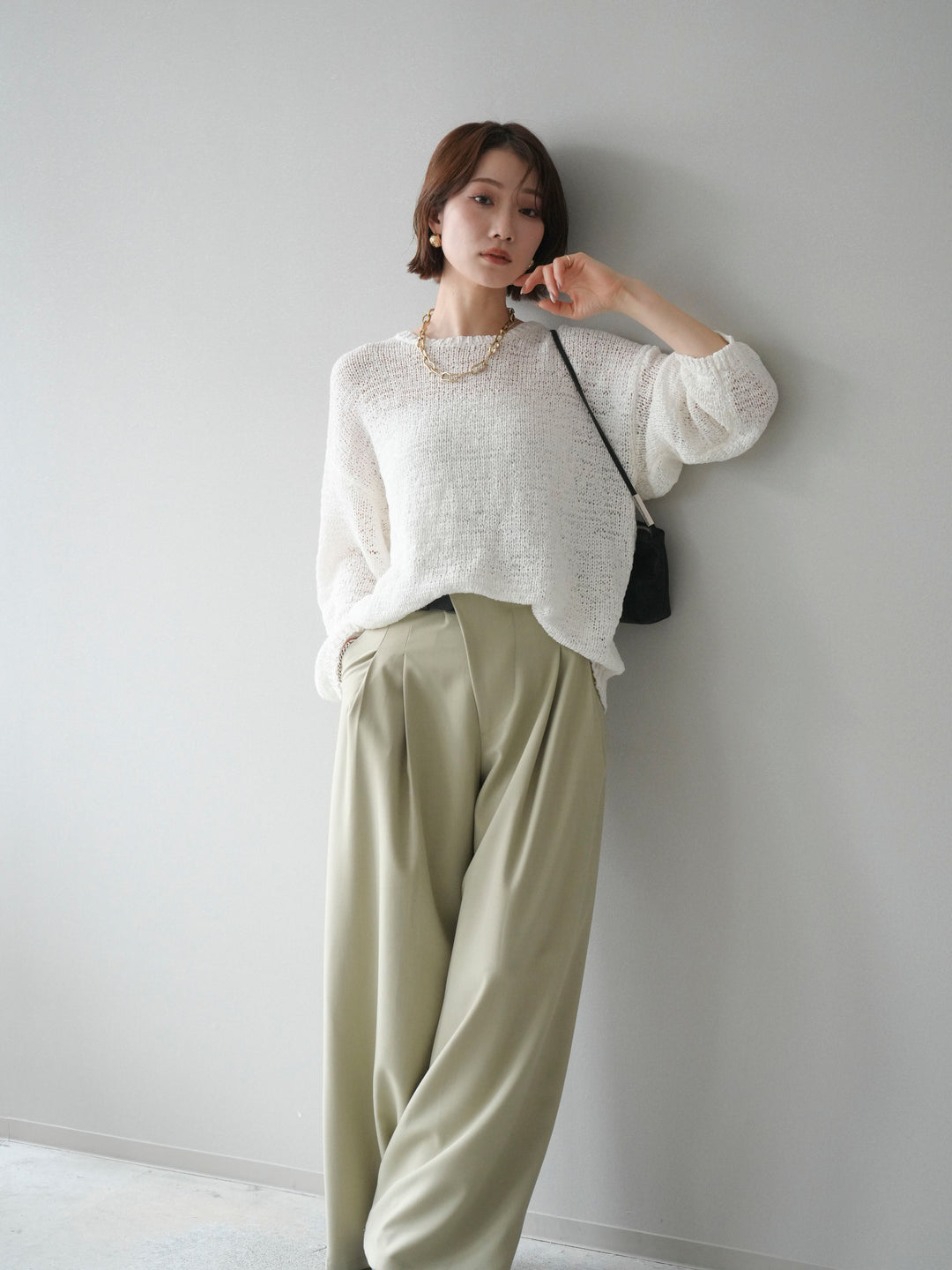 [予約]ローゲージルーズニット/white