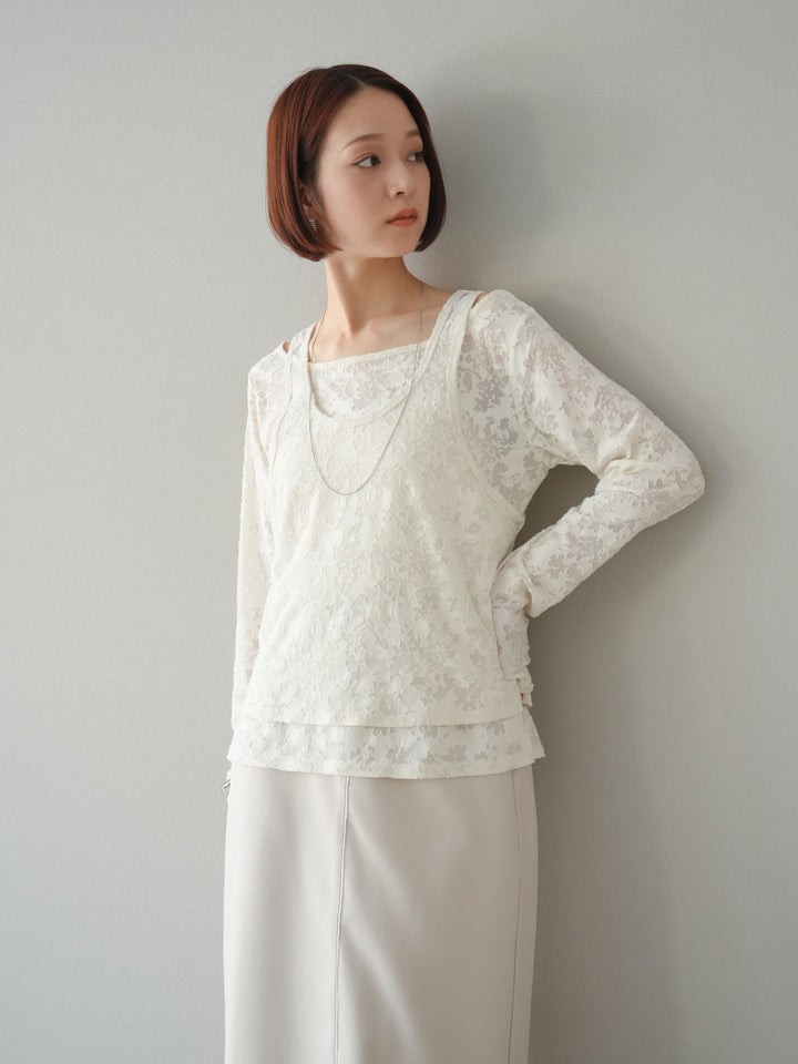 [予約]カットオフレイヤードスカート/アイボリー