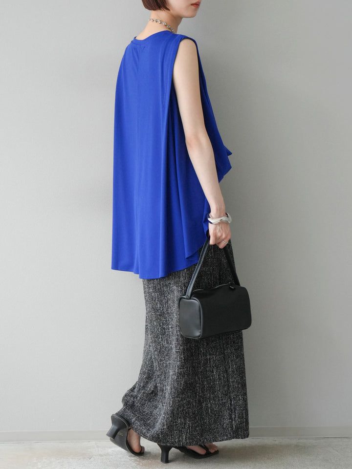 [予約]サマーツイードタックサイドスリットスカート/ブラックホワイト