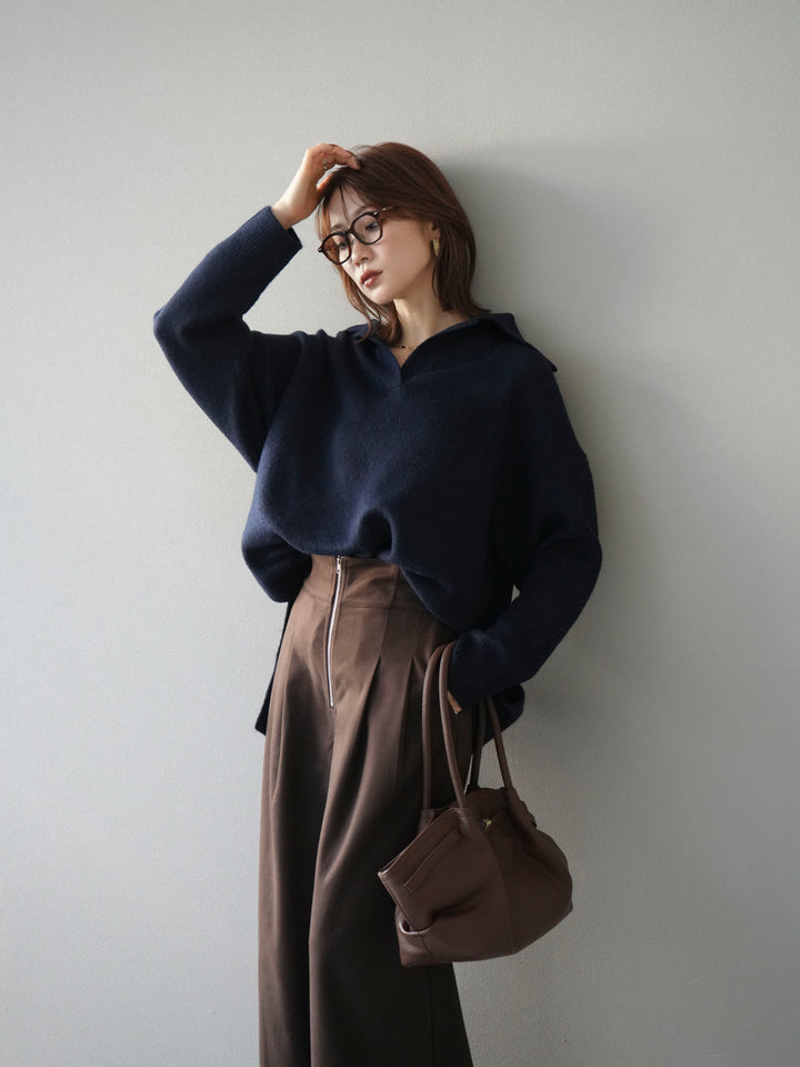 [予約]スキッパーオーバーニットプルオーバー/navy