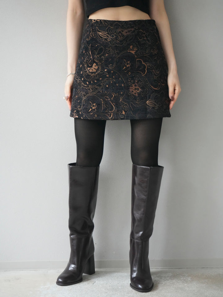 [予約]ジャガードミニスカート/black