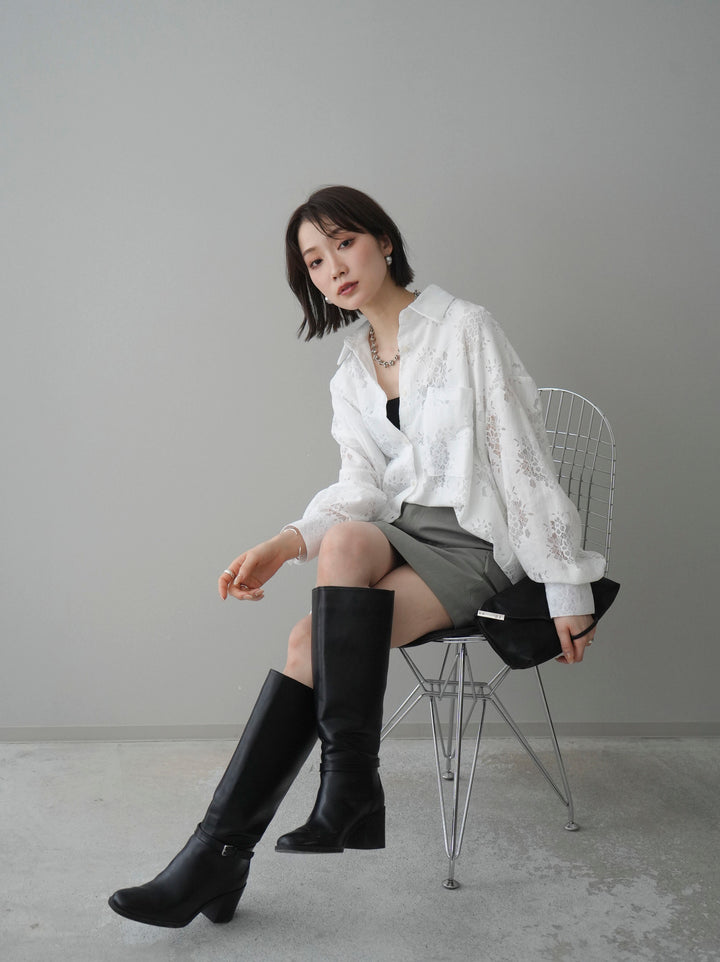 [SET]ジャガードレースオーバーシャツ+選べるアクセセット(2set)