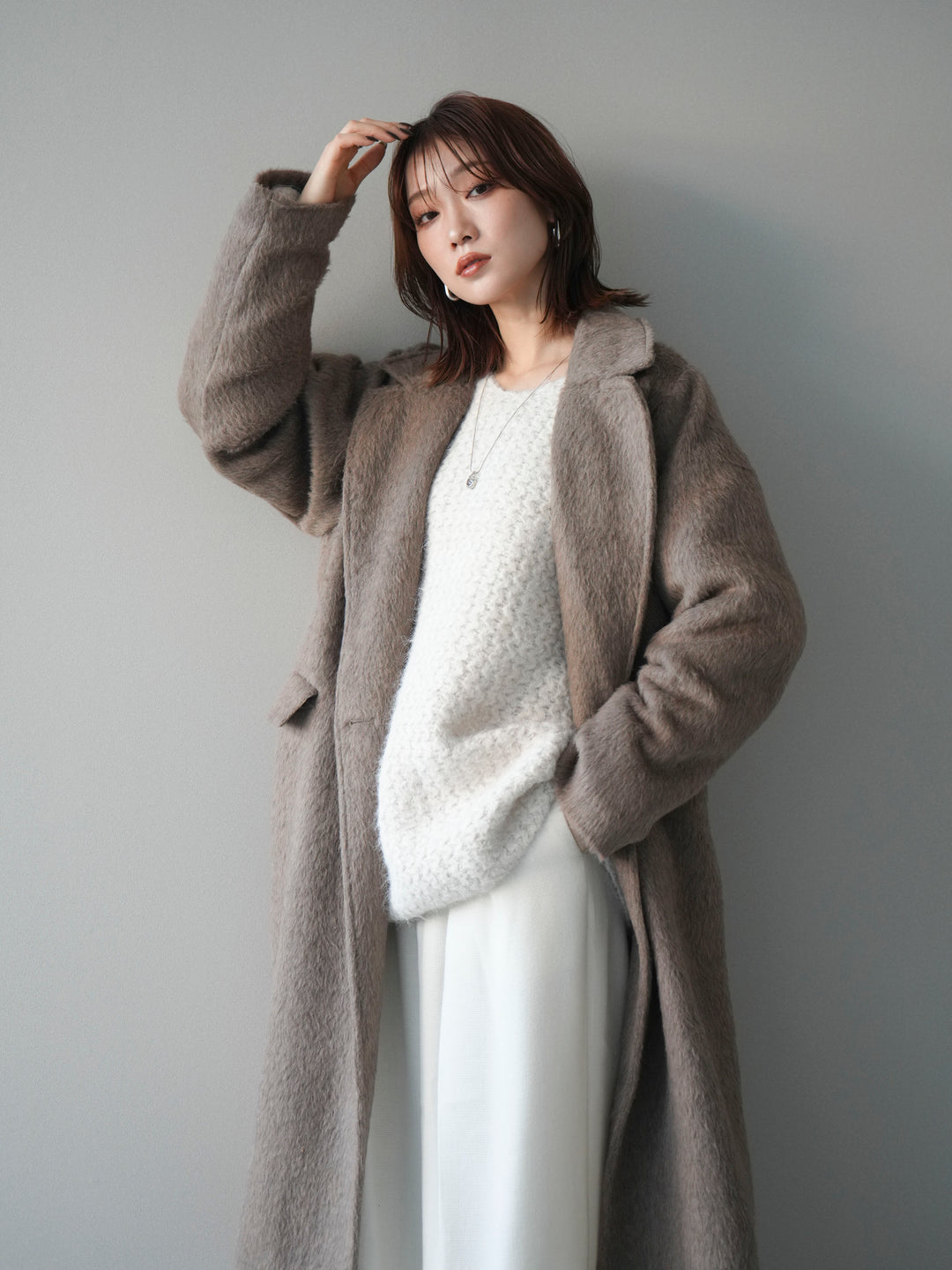 [予約]ソフトシャギーチェスターコート/beige