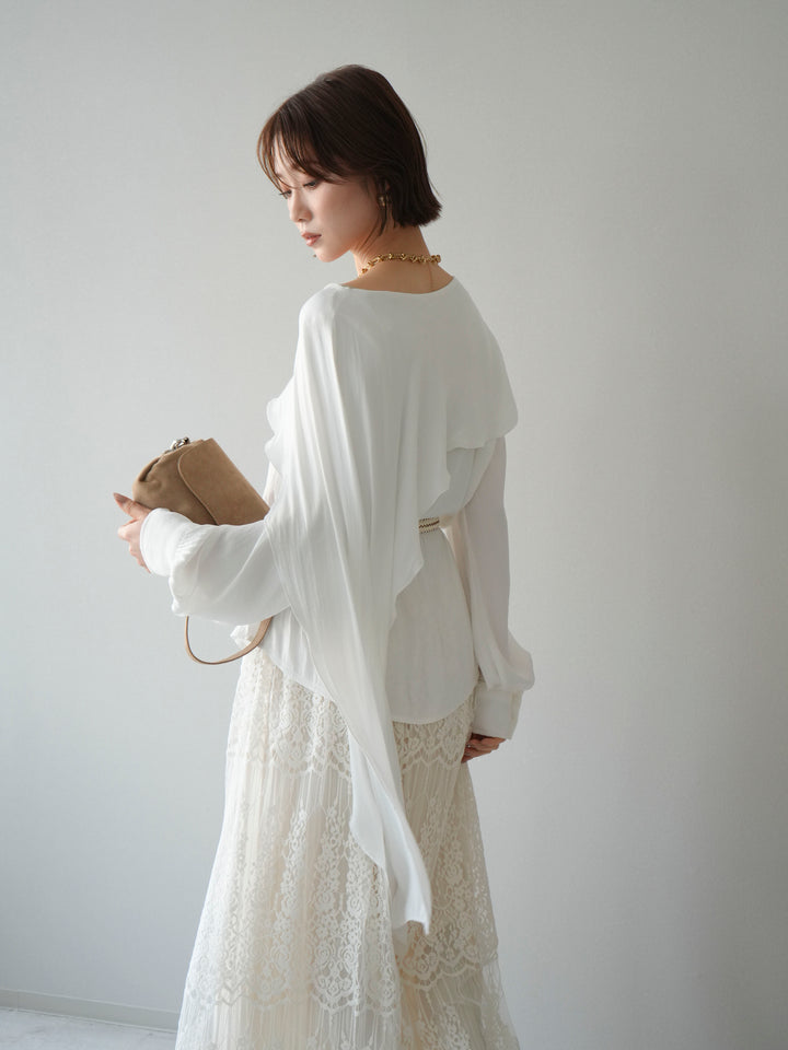 [予約]シルキードレープブラウス/white