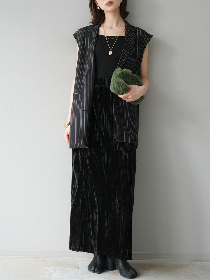 [予約]ヘリンボーンストライプジレ/ブラック