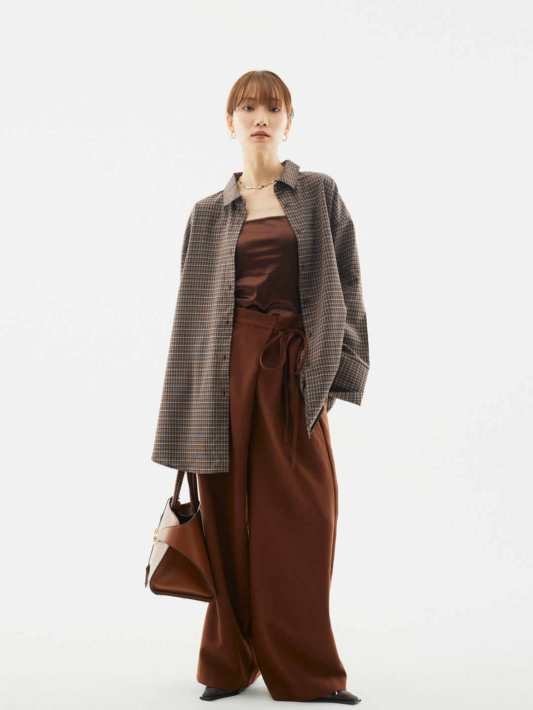 【Allure】[SET]チェックBIGカフスオーバーシャツ+チェックBIGカフスオーバーシャツ(2set)