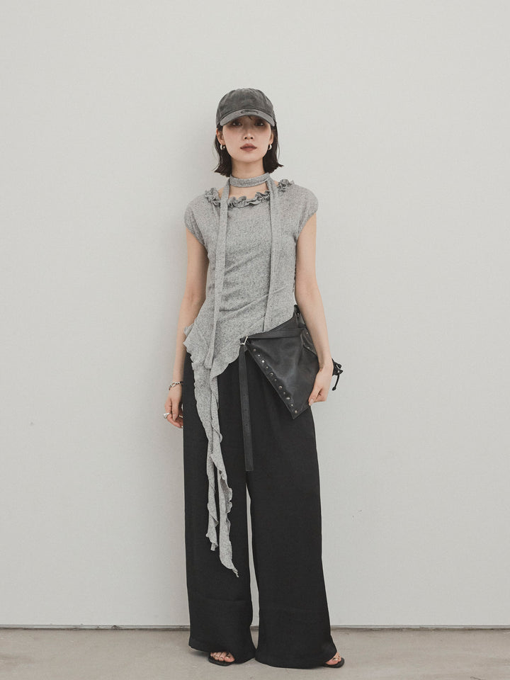 [予約]ラッフルシアーニットタンクトップ/グレー