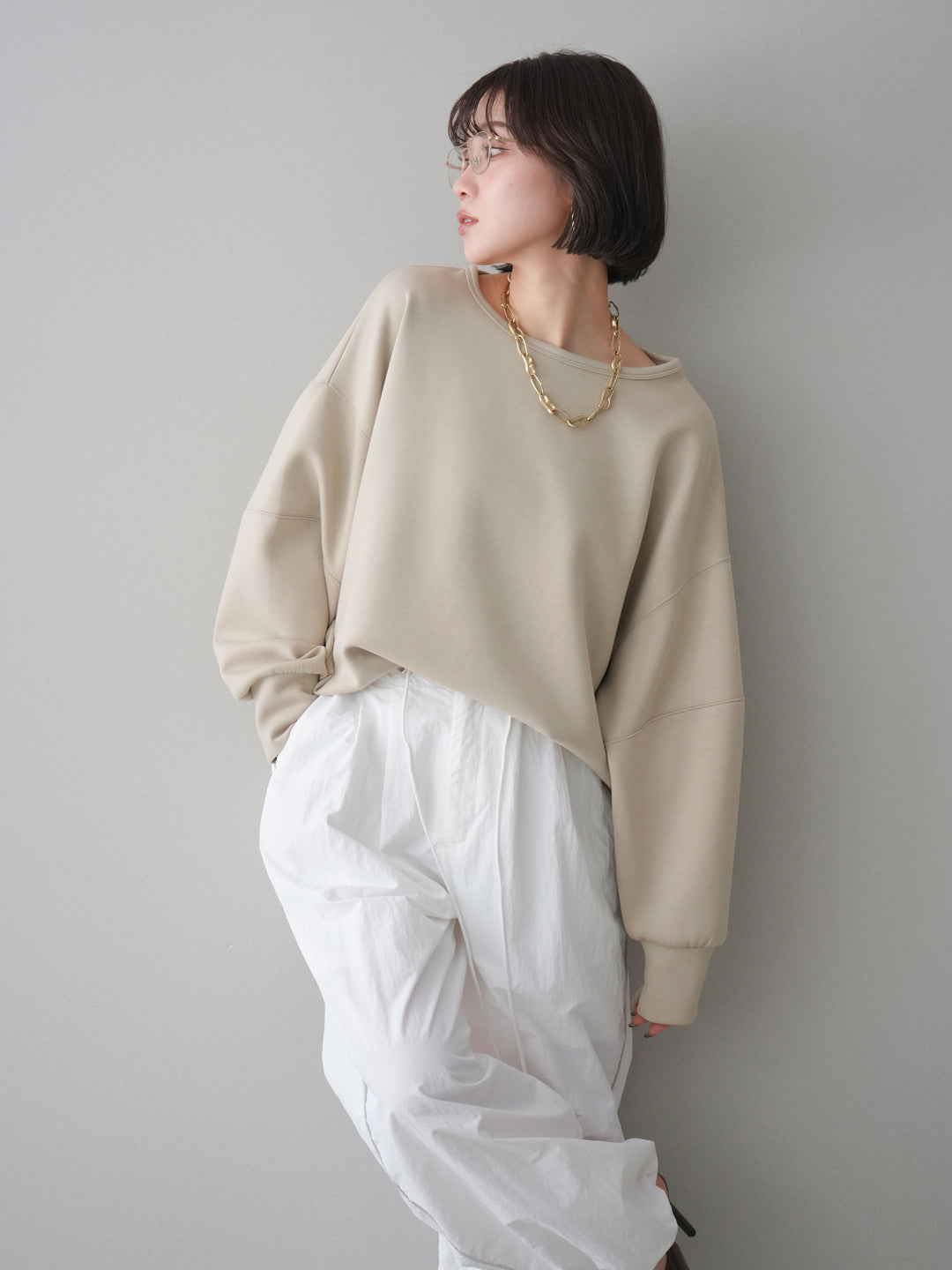 [予約]ライトポンチコクーンプルオーバー/beige