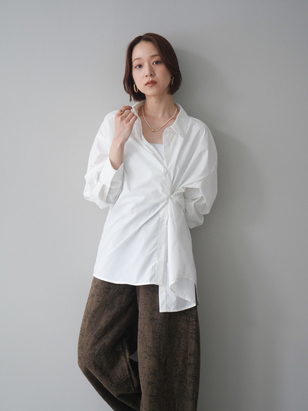 [予約]2wayベーシックルーズシャツ/white