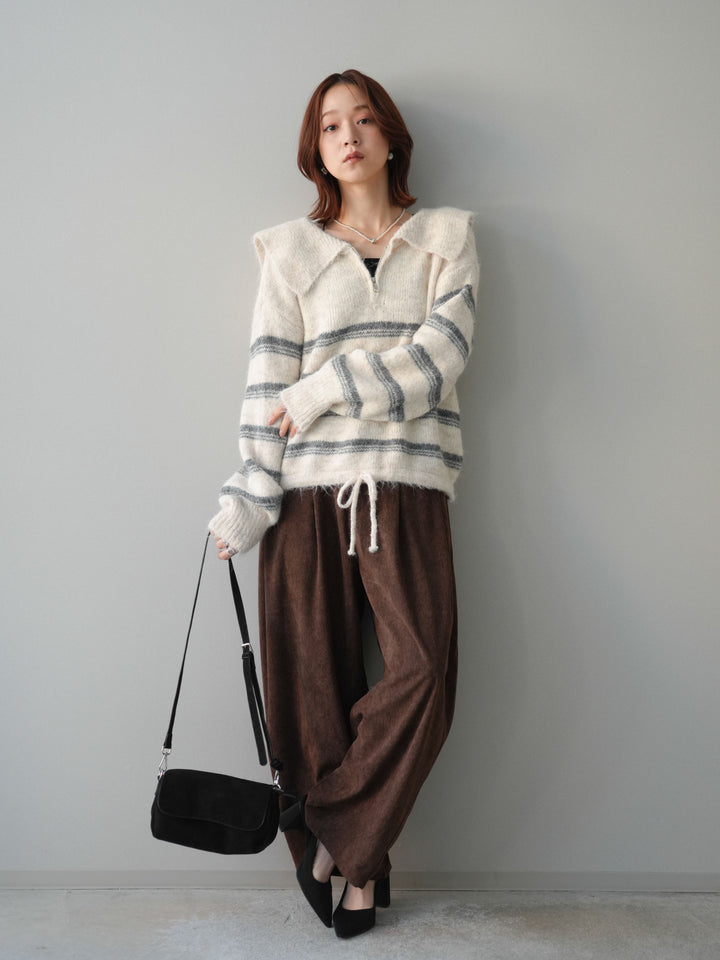 [予約]コーデュロイサイドタックコクーンパンツ/brown