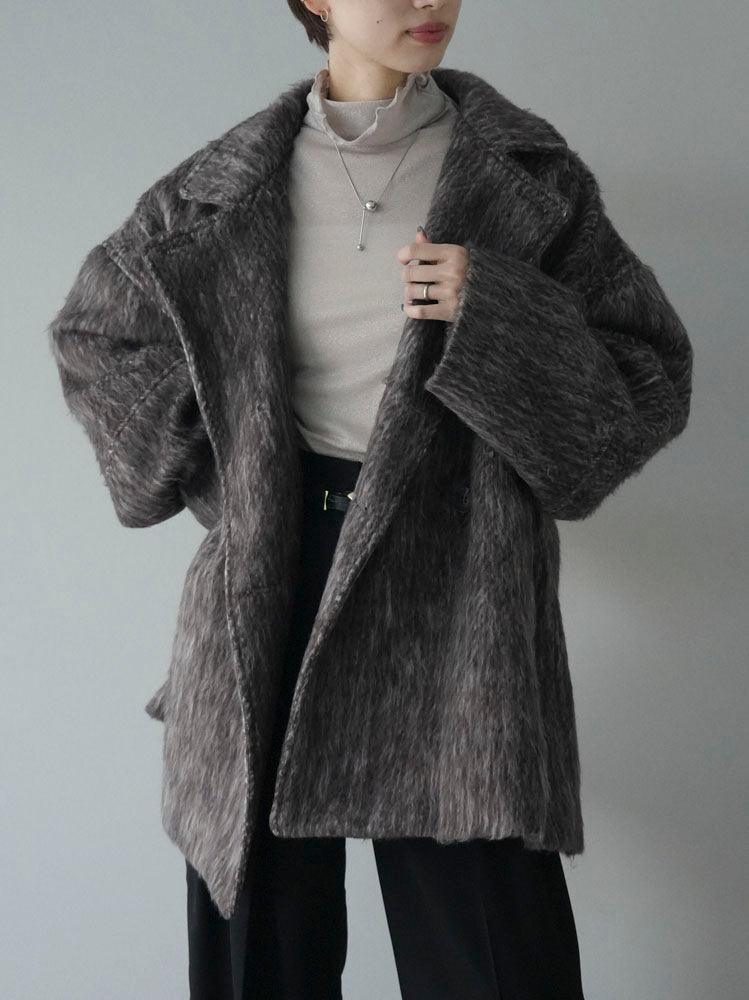 [Pre-order] Shaggy mid-length coat/brown