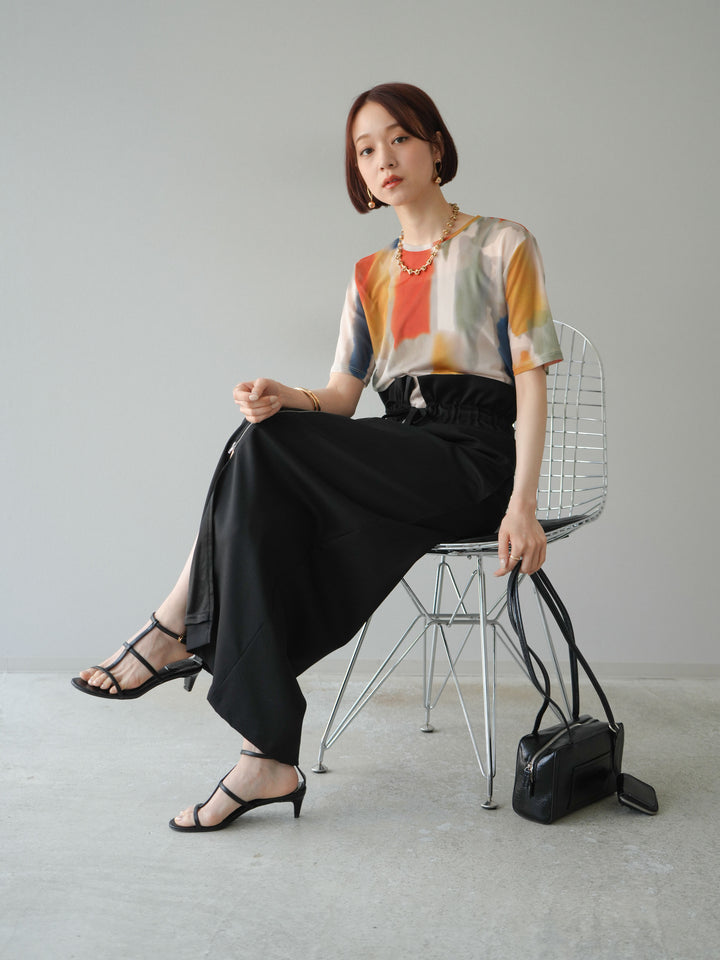 [套裝] 水彩藝術透視T卹 + Heather Ester 褶皺拉鍊裙 (2套)