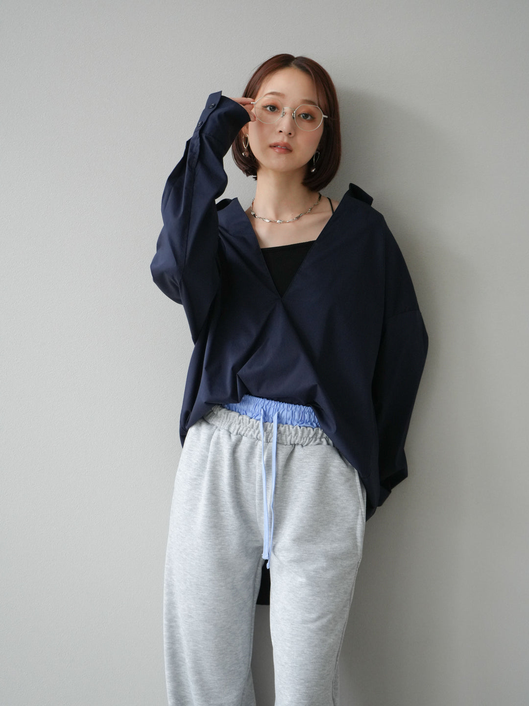[予約]ブロードディープスキッパーブラウス/ネイビー