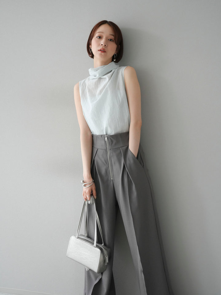 [予約]バックタイノースリーブブラウス/ブルー