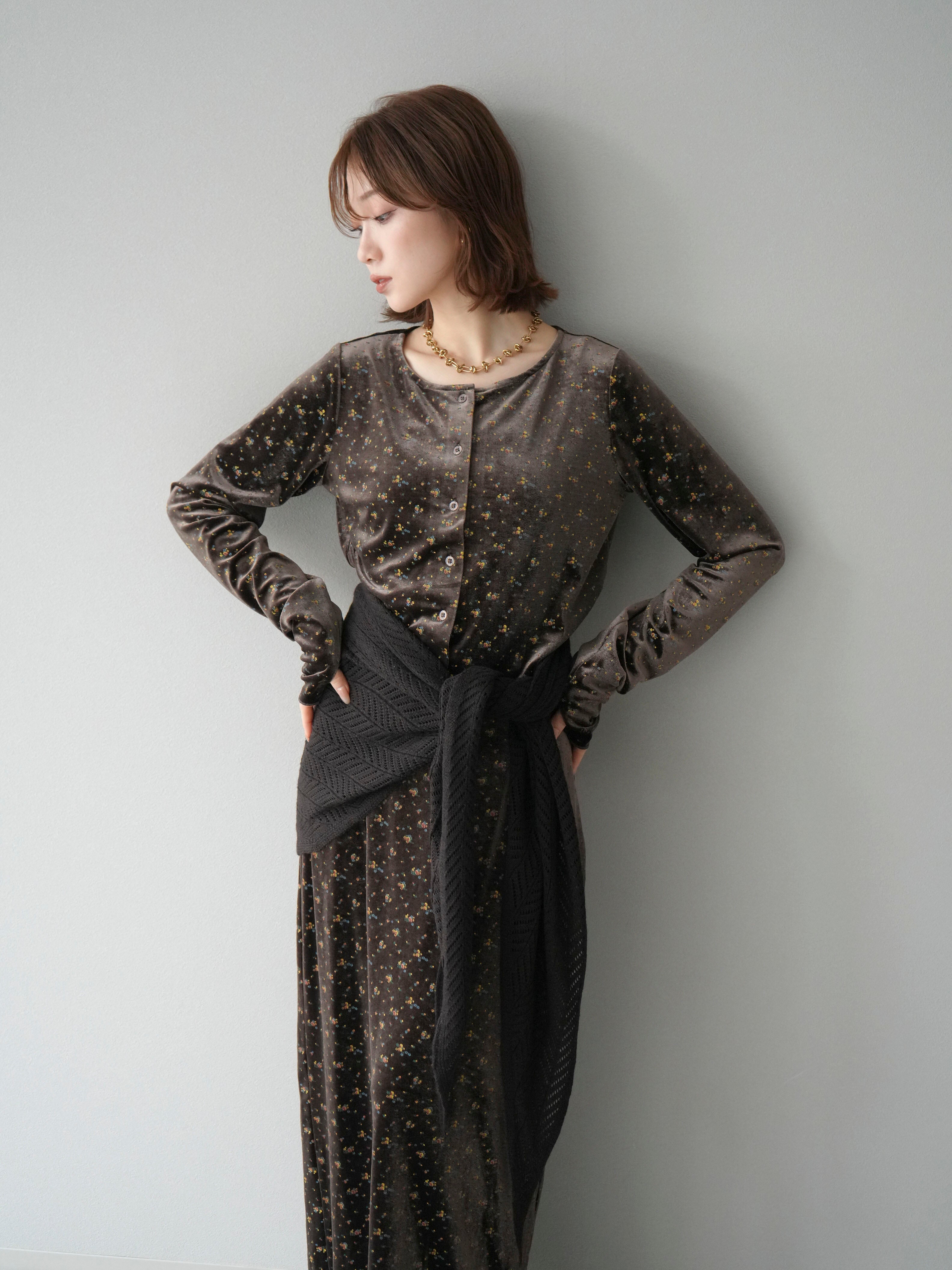 ベロアカーディガン　ベロアスカート　2点 楽天市場】【11/2-11/11クーポンで半額50%OFF】セットアップ