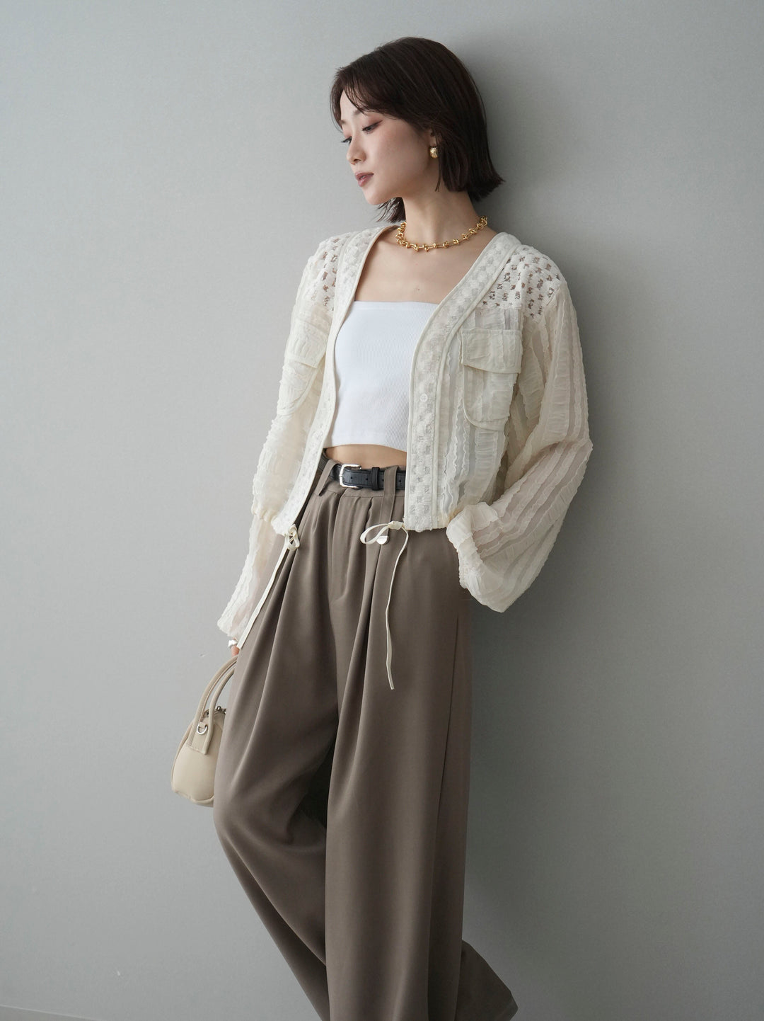 [SET]パッチワークシアーフリルブルゾン+選べるアクセセット(2set)